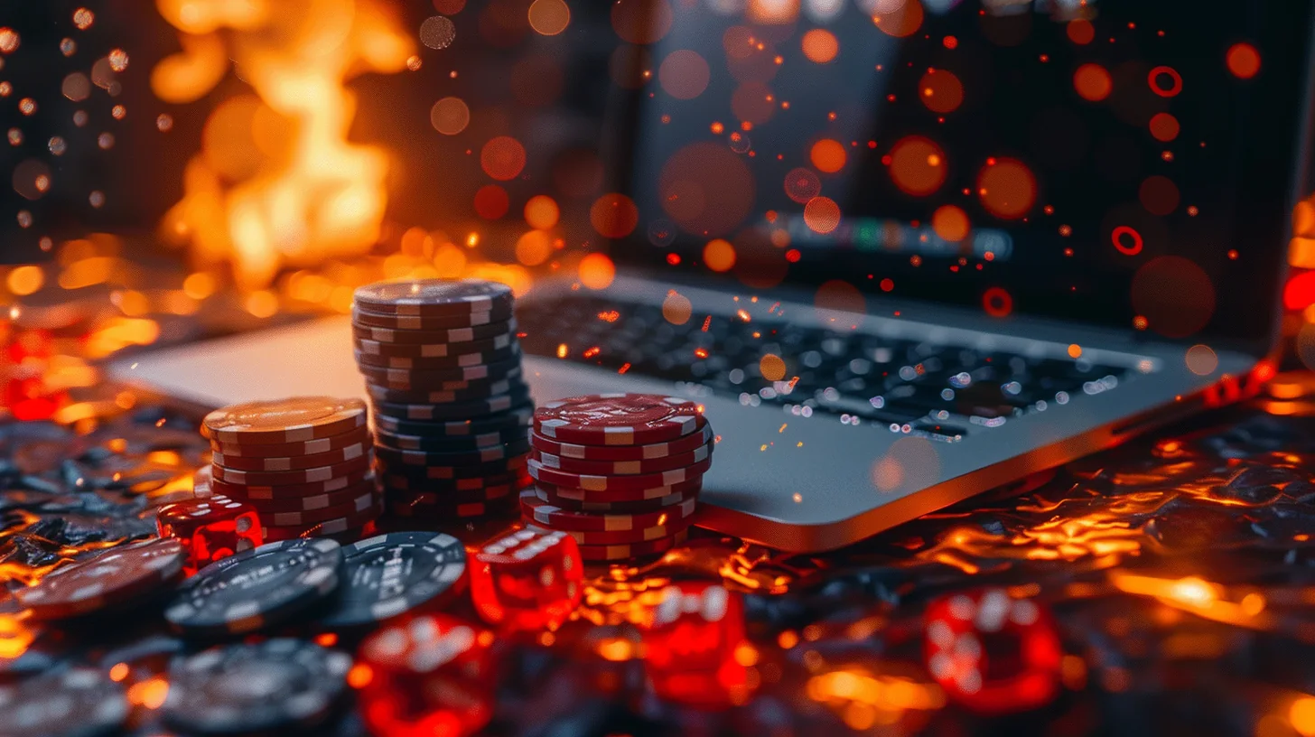 Tampilan meja kasino digital WAJAN4D dengan kartu dan roda permainan