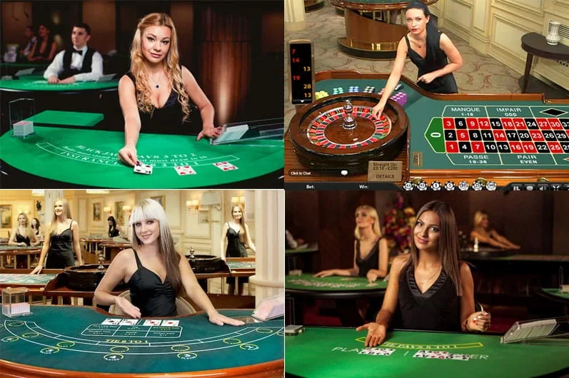 Tampilan kamera dealer dan panel meja kasino live